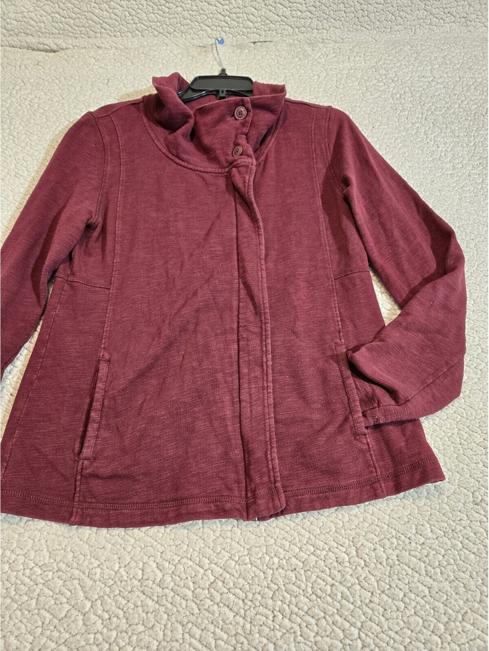 Eddie Bauer Women's Sz M Long Sleeve Jacket Burgundy Funnel Neck Zip Closure